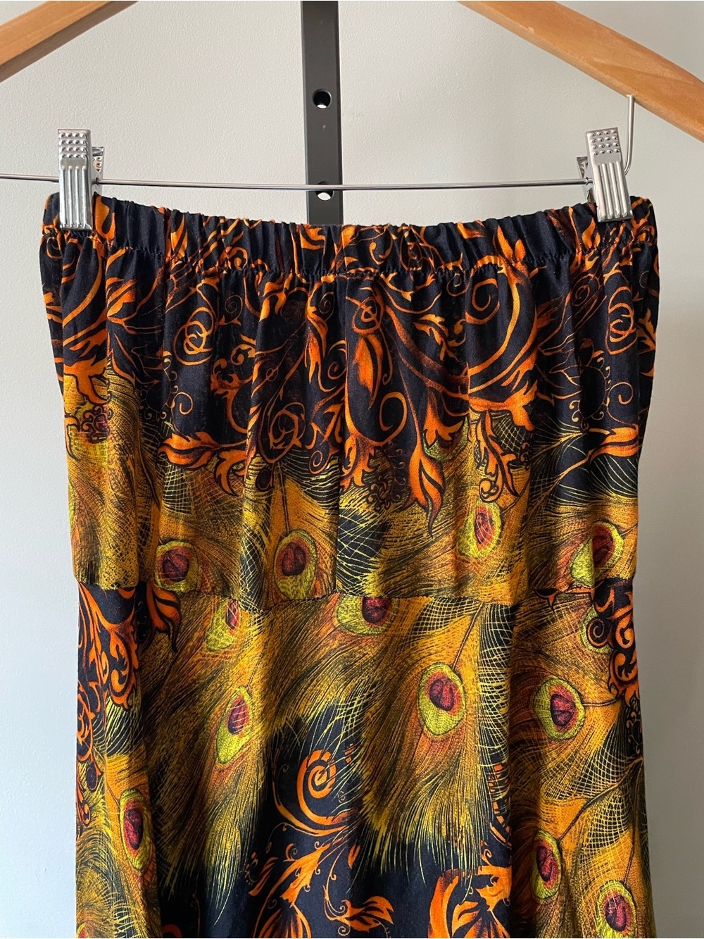 Vintage Thailand Peacock Feather Wide Leg Elephant Pant Boho Indie Sleeze 90s - Picture 7 of 10